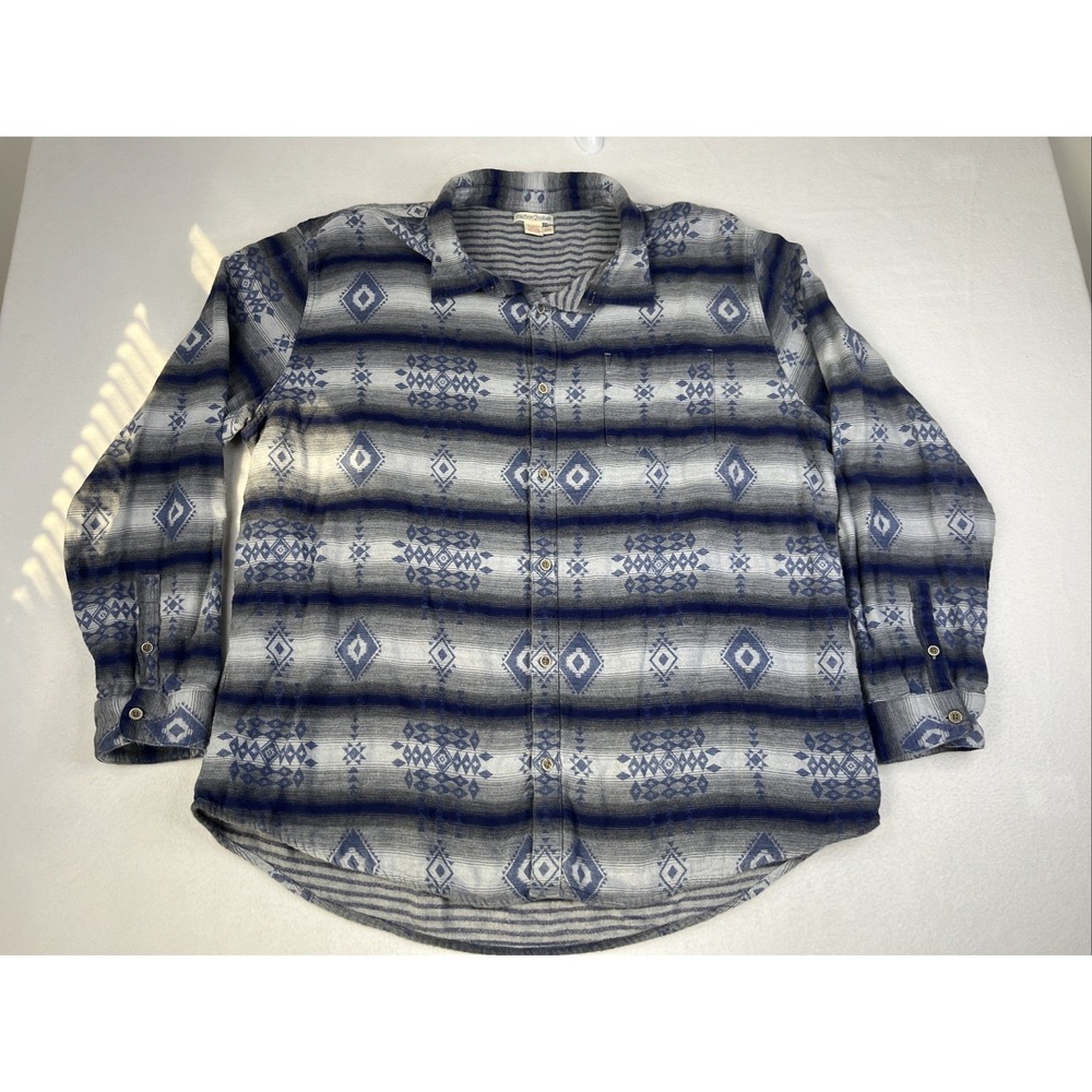 Carbon2Cobalt Shirt Men's XXL Blue/Gray Aztec Long Sleeve Western Button Up